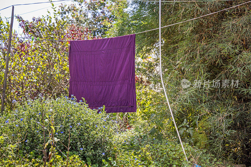 Laundry hanging outside to dry